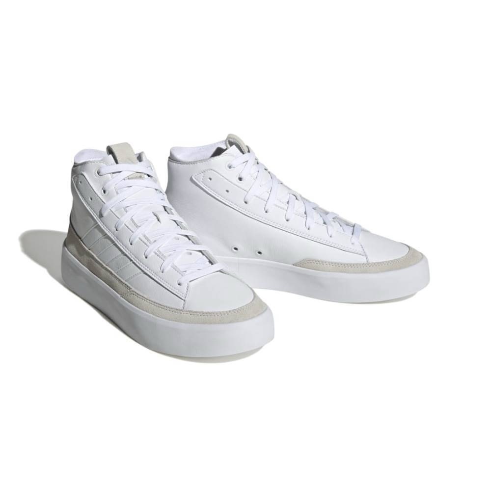 Adidas ZNSORED high top white leather sneakers. Unisex m/6.5 w/7.5